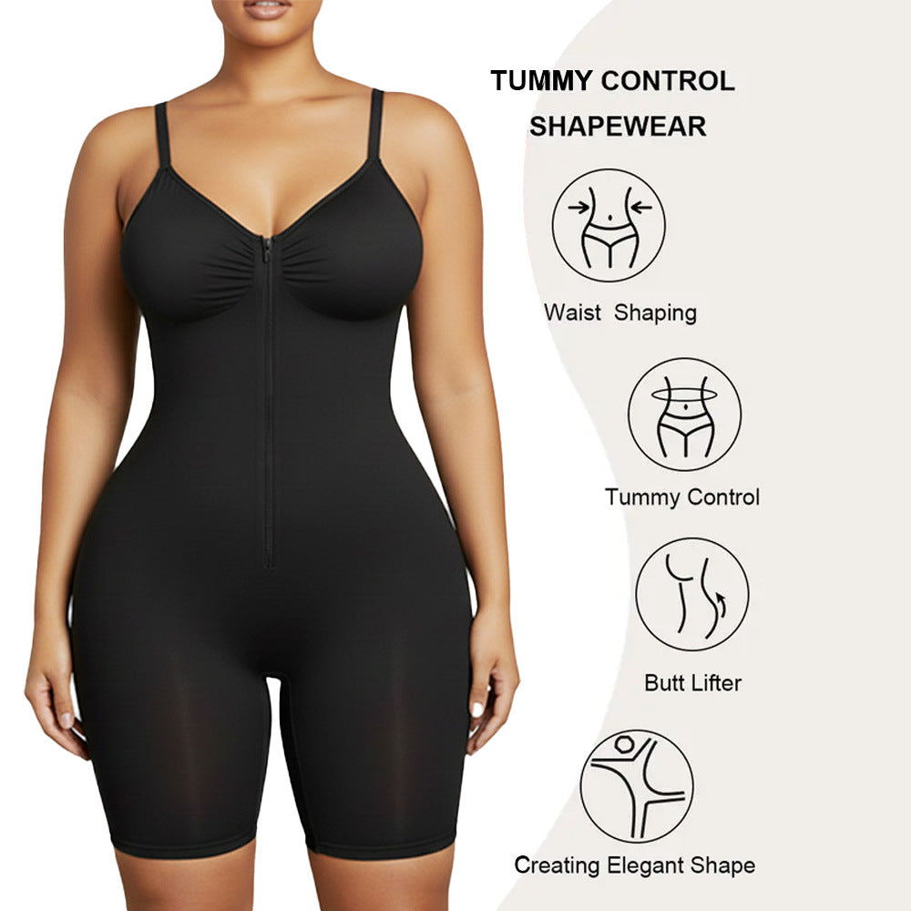 Women’s Tummy Control Shapewear Bodysuit – Zip-Up Design with Ultra-Stretch Fabric, Breathable Mesh Panels, Customizable Fit, and All-Day Comfort