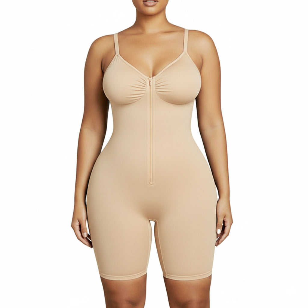 Women’s Tummy Control Shapewear Bodysuit – Zip-Up Design with Ultra-Stretch Fabric, Breathable Mesh Panels, Customizable Fit, and All-Day Comfort
